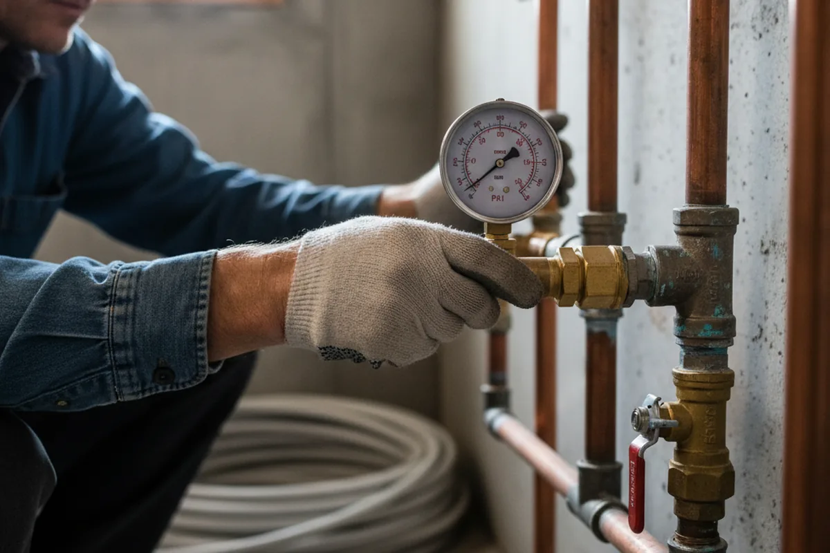 Pressure testing a repaired line during Water Line Repair in Fortuna